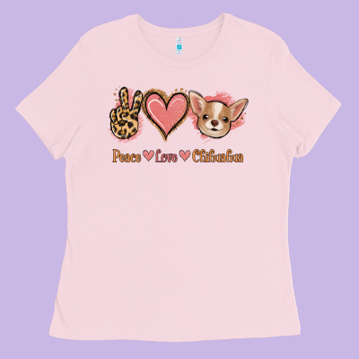 Peace Love Chihuahua Ladies Tee Designed By Jasminsmagicworld