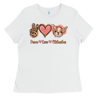 White Peace Love Chihuahua Ladies Tee - Jasminsmagicworld