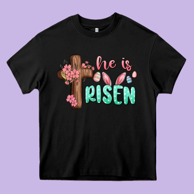 He Is Risen Heavy Core Tee Designed By Maliassmallbusiness