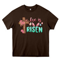 Chocolate Brown he is risen Heavy Core Tee - MaliasSmallBusiness