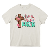 Cream he is risen Heavy Core Tee - MaliasSmallBusiness