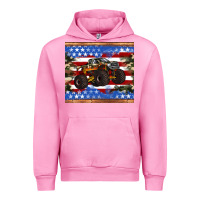 Fuchsia Pink monster truck american flag tumbler Urban Hoodie - Artiststas