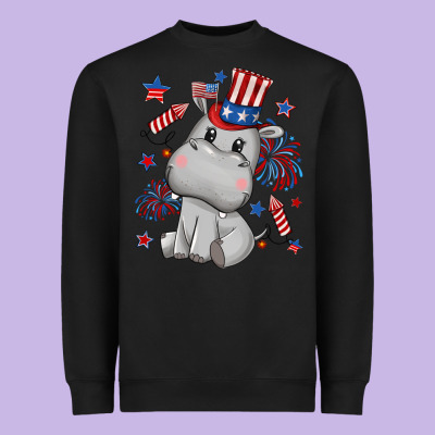 Fourth Of July Hippopotamus Heavyweight Sweatshirt Designed By Cowgirlartshop