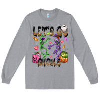 Heather Grey Let's go ghouls Long Sleeve Tee - NancyCooperArtShop