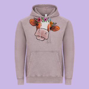 Cow With Flowers Vintage Hoodie Designed By Bettercallsaul