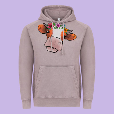 Cow With Flowers Vintage Hoodie Designed By Bettercallsaul