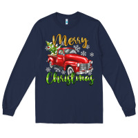 Navy Merry Christmas truck Long Sleeve Tee - texasbilliewilder