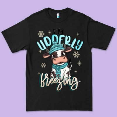 I'm Udderly Freezing Baby Cow Premium Tee Designed By Maliassmallbusiness