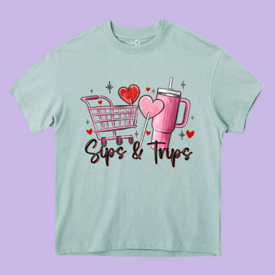 Sips & Trips Target Inspired Stanley Heavy Core Tee Designed By Maliassmallbusiness