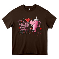 Chocolate Brown sips & trips target inspired stanley Heavy Core Tee - MaliasSmallBusiness