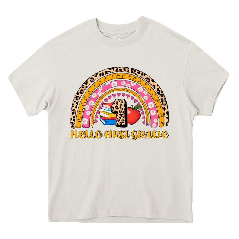 Back To School Rainbow Hello First Grade Heavy Core Tee by AdoDesignShop | Teevron