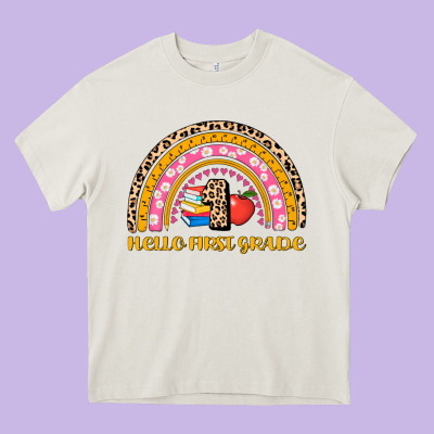 Back To School Rainbow Hello First Grade Heavy Core Tee Designed By Adodesignshop