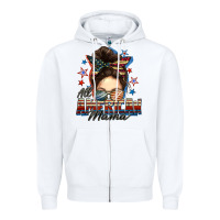 White All American mama messy bun 4th of july Zipper Hoodie - FaDigitalArtStudio