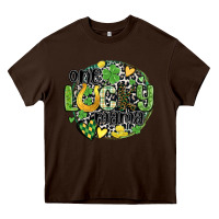 Chocolate Brown one lucky mama Heavy Core Tee - MaliasSmallBusiness