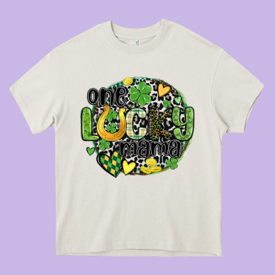 One Lucky Mama Heavy Core Tee Designed By Maliassmallbusiness