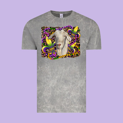 Mardi Gras Goat Fleur De Lis Vintage Tee Designed By Ranaportraitstore