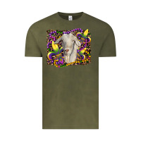 Vintage Olive mardi gras goat fleur de lis Vintage Tee - RanaPortraitStore