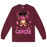 Lets Beat Cancer Afro Messy Bun Long Sleeve Tee | Teevron