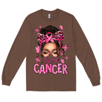 Chestnut lets beat cancer afro messy bun Long Sleeve Tee - texasbilliewilder