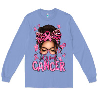 Colony Blue lets beat cancer afro messy bun Long Sleeve Tee - texasbilliewilder