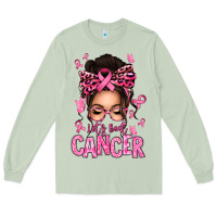 Matcha lets beat cancer afro messy bun Long Sleeve Tee - texasbilliewilder