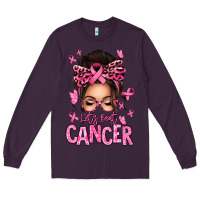Plum lets beat cancer afro messy bun Long Sleeve Tee - texasbilliewilder