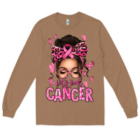 Toasted Coconut lets beat cancer afro messy bun Long Sleeve Tee - texasbilliewilder