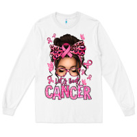White lets beat cancer afro messy bun Long Sleeve Tee - texasbilliewilder