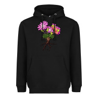 Black Bitterroot Flower Heavyweight Hoodie - LillyAllenDesigns