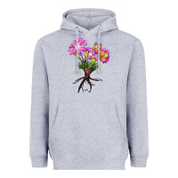 Heather Grey Bitterroot Flower Heavyweight Hoodie - LillyAllenDesigns
