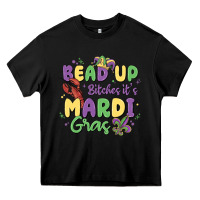 Black bead up bitches it's mardi gras Heavy Core Tee - MaliasSmallBusiness