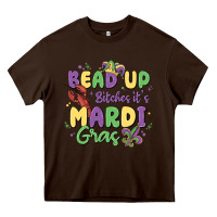 Chocolate Brown bead up bitches it's mardi gras Heavy Core Tee - MaliasSmallBusiness