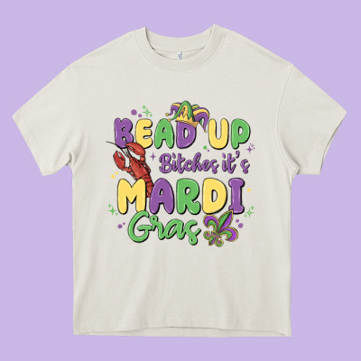 Bead Up Bitches It's Mardi Gras Heavy Core Tee Designed By Maliassmallbusiness