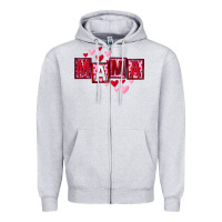 Heather Grey Mother's Day mama hearts Zipper Hoodie - FaDigitalArtStudio