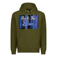 Army Green Back the blue brushstrokes Premium Hoodie - FaDigitalArtStudio