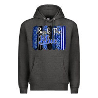 Charcoal Heather Back the blue brushstrokes Premium Hoodie - FaDigitalArtStudio