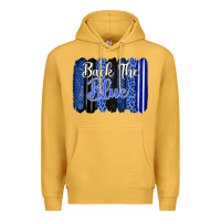 Mustard Back the blue brushstrokes Premium Hoodie - FaDigitalArtStudio