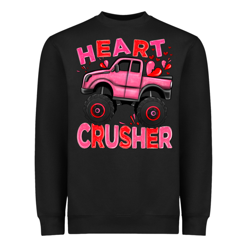 Heart Crusher Pink Monster Truck Valentine's Day Heavyweight Sweatshirt by HowdyJamesFarm | Teevron