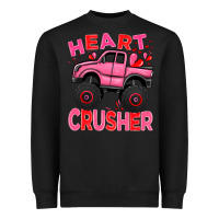 Black Heart crusher pink monster truck Valentine's Day Heavyweight Sweatshirt - HowdyJamesFarm
