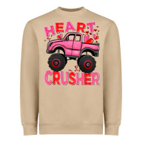 Mushroom Heart crusher pink monster truck Valentine's Day Heavyweight Sweatshirt - HowdyJamesFarm