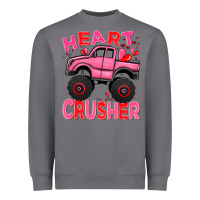 Storm Heart crusher pink monster truck Valentine's Day Heavyweight Sweatshirt - HowdyJamesFarm
