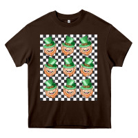 Chocolate Brown boujee checker board leprechaun Heavy Core Tee - MaliasSmallBusiness