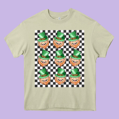 Boujee Checker Board Leprechaun Heavy Core Tee Designed By Maliassmallbusiness