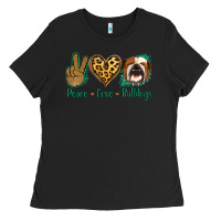 Black Peace Love Bulldog Ladies Tee - Jasminsmagicworld