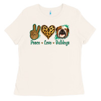 Bone Peace Love Bulldog Ladies Tee - Jasminsmagicworld