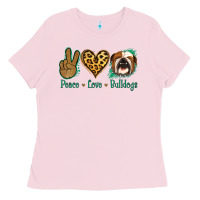 Bubblegum Pink Peace Love Bulldog Ladies Tee - Jasminsmagicworld