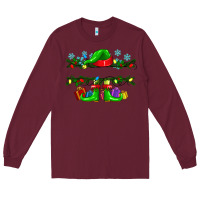 Burgundy custom name christmas elf Long Sleeve Tee - texasbilliewilder