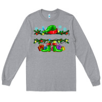 Heather Grey custom name christmas elf Long Sleeve Tee - texasbilliewilder