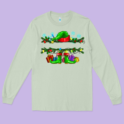 Custom Name Christmas Elf Long Sleeve Tee Designed By Texasbilliewilder