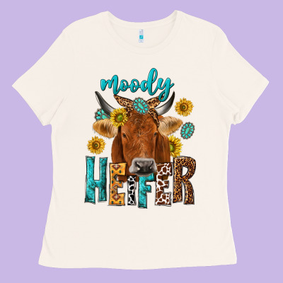 Moody Cow Ladies Tee Designed By Nancycooperartshop